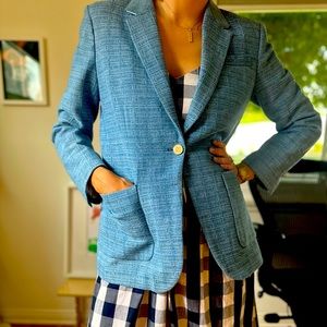 Sandro Baby Blue Brocade Blazer Size 38